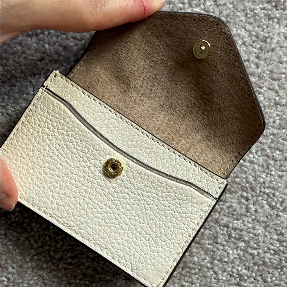 Coach Tan and Cream Logo Small Card Holder Wallet - Picture 6 of 8